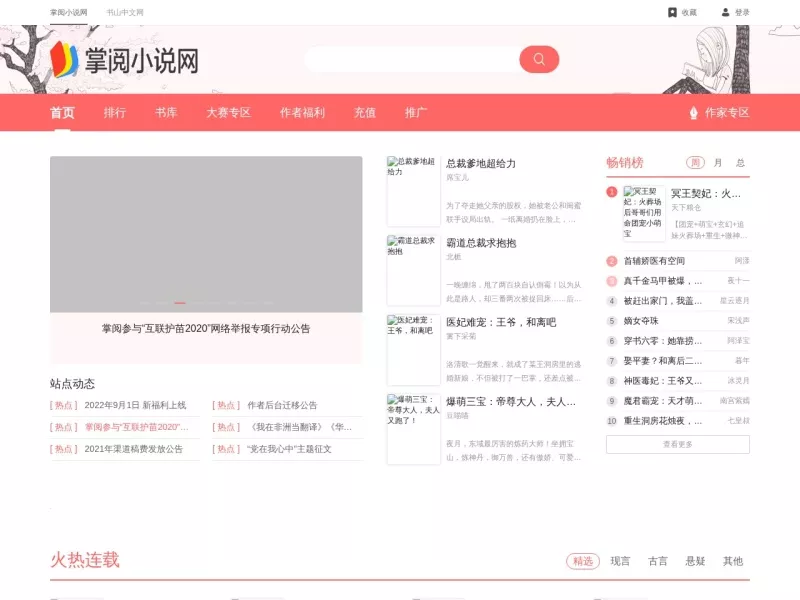 掌阅小说网 网站预览截图