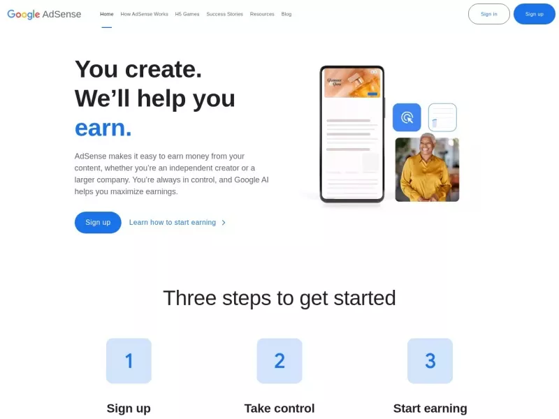 谷歌AdSense 网站预览截图