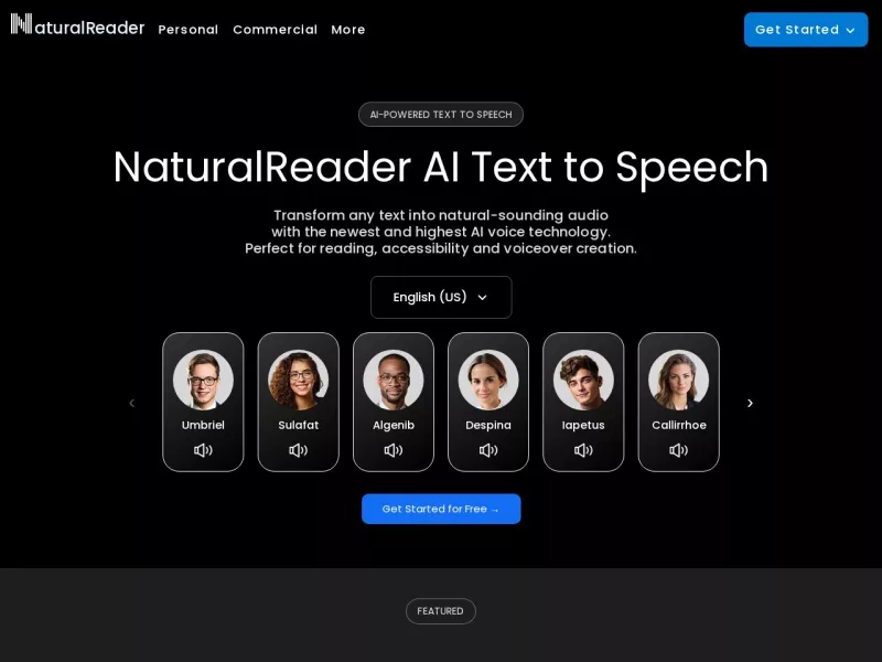 NaturalReader 网站预览截图