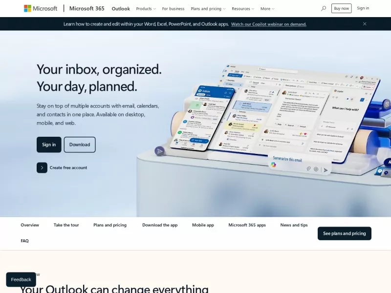 Outlook微软邮箱 网站预览截图