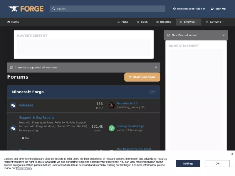 我的世界Forge社区 网站预览截图