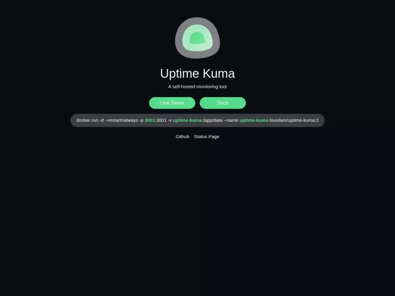 Uptime-Kuma 网站预览截图