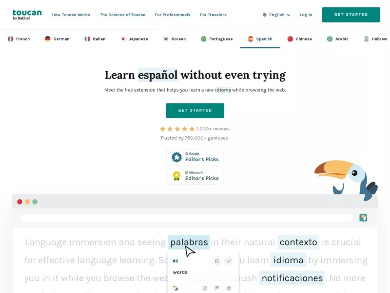 Toucan 网站预览截图