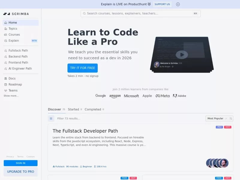 Scrimba 网站预览截图