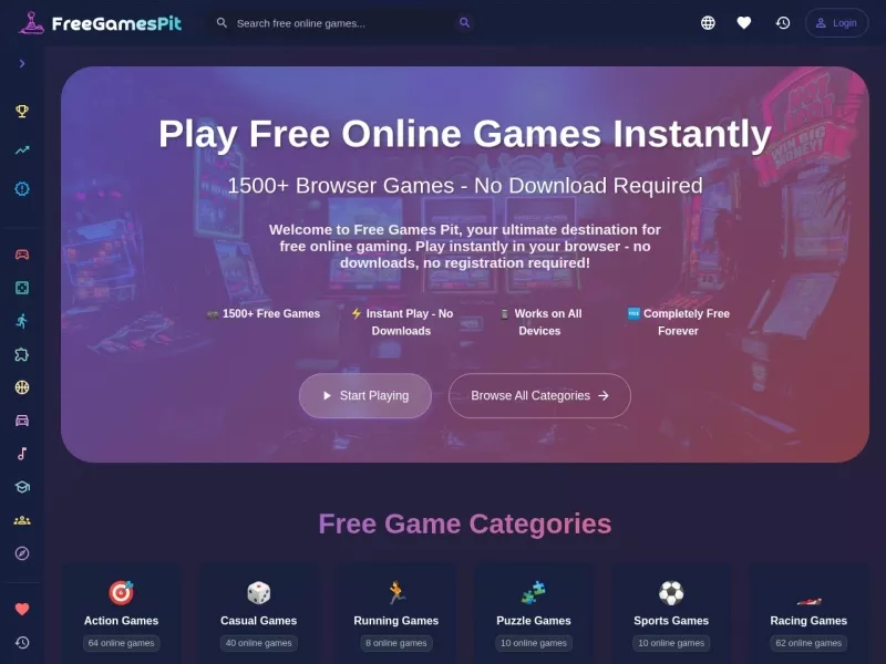 Free Games Pit 网站预览截图